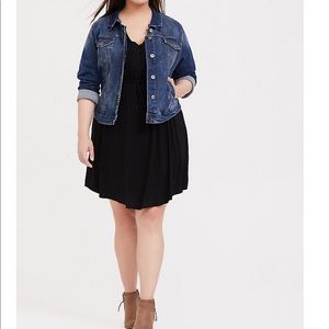 Torrid- BLACK CHALLIS BUTTON-DOWN SHIRT DRESS